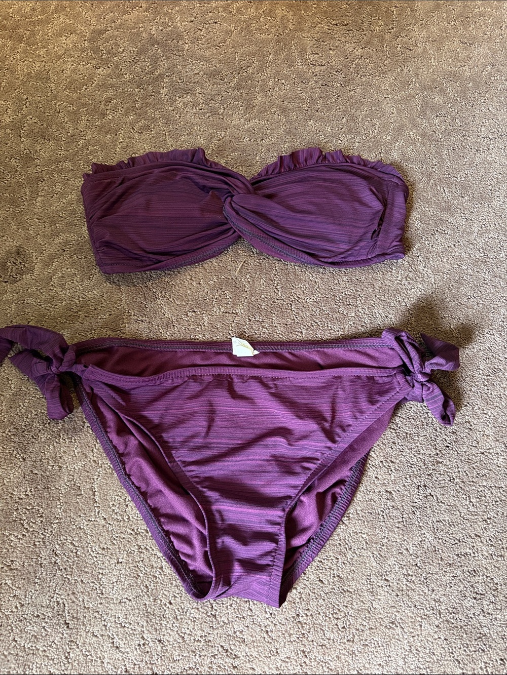 Massimo Purple Twist Bandeau Bikini Set - Top M, Bottoms L